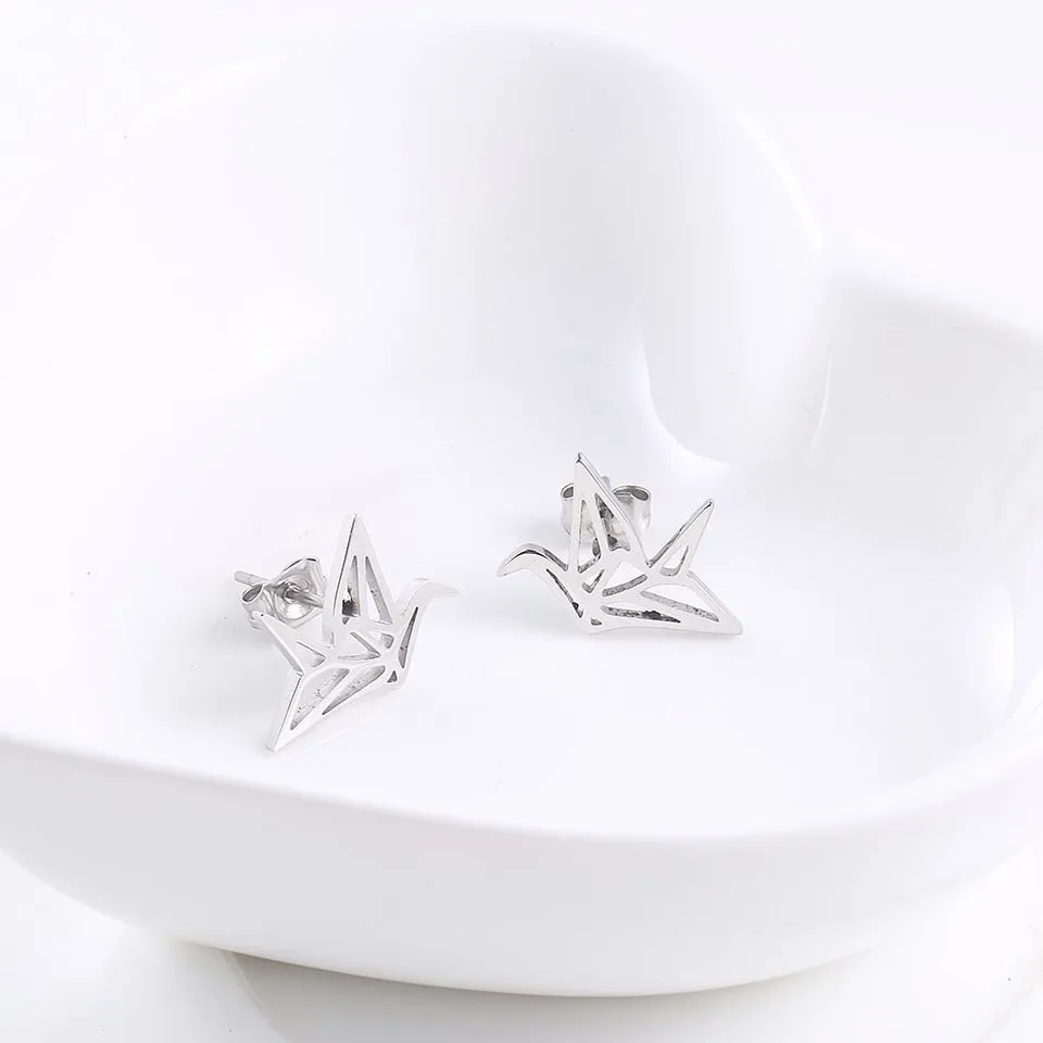 Origami Bird Stud Earrings