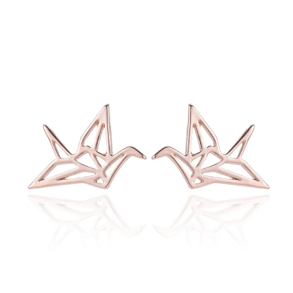 Origami Bird Stud Earrings