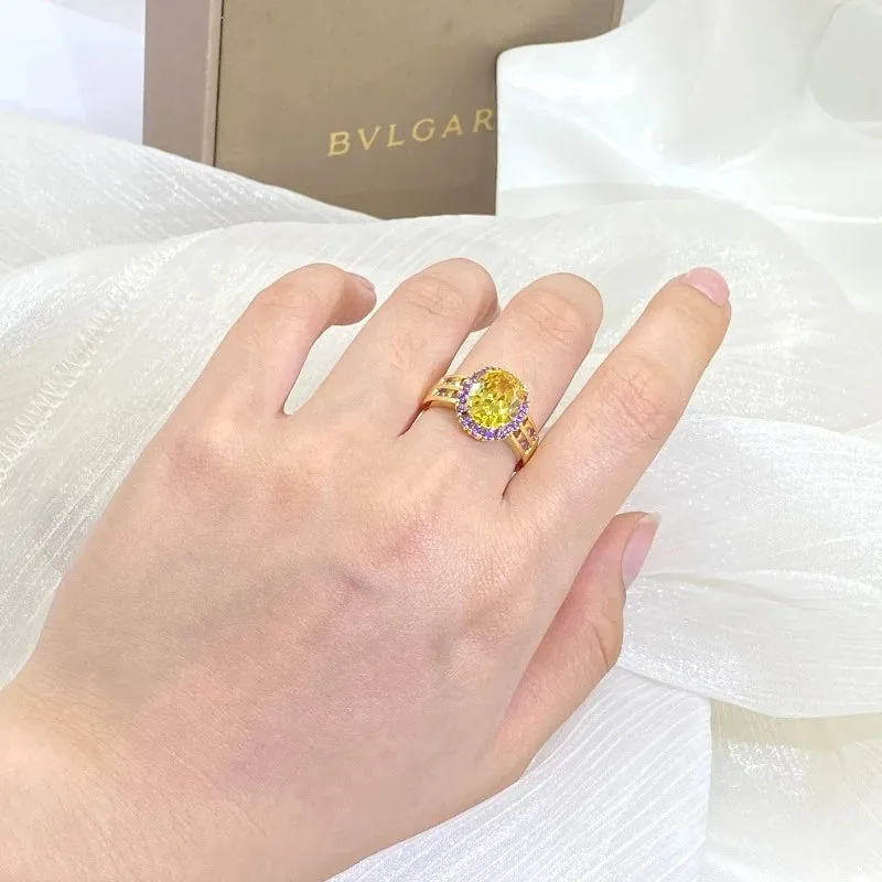 Oval Citrine Gemstone Ring for Women Fine Jewelry Party