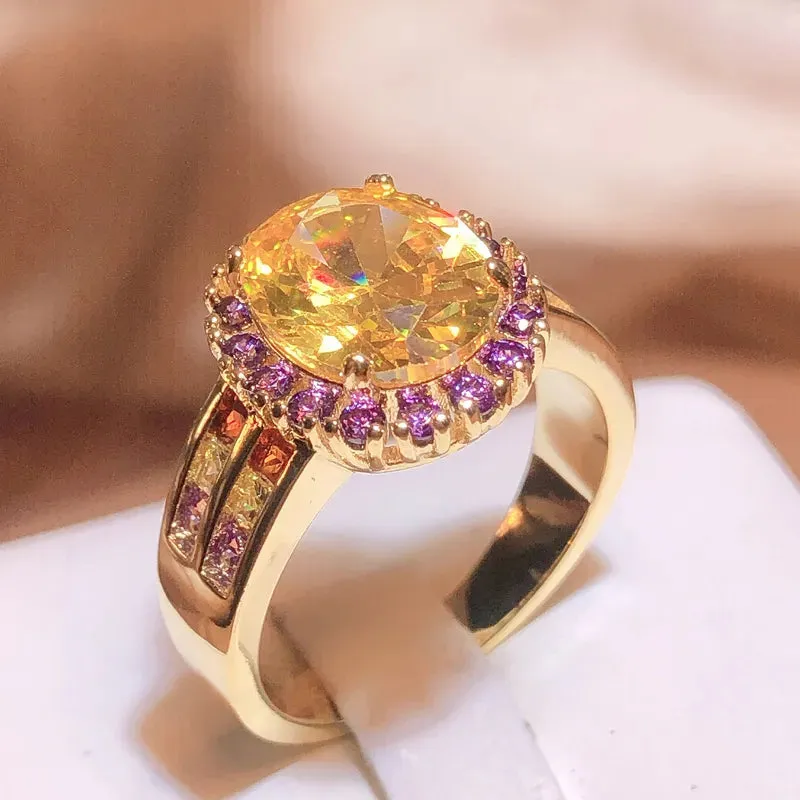 Oval Citrine Gemstone Ring for Women Fine Jewelry Party