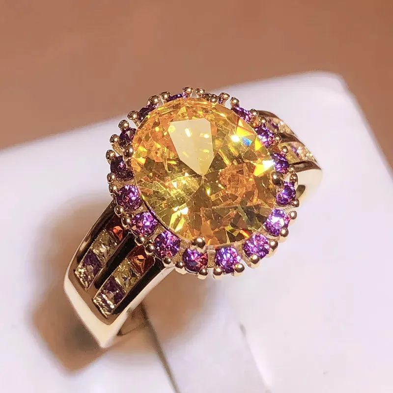 Oval Citrine Gemstone Ring for Women Fine Jewelry Party