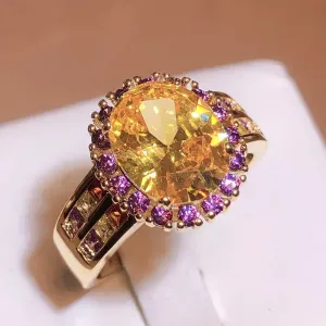 Oval Citrine Gemstone Ring for Women Fine Jewelry Party