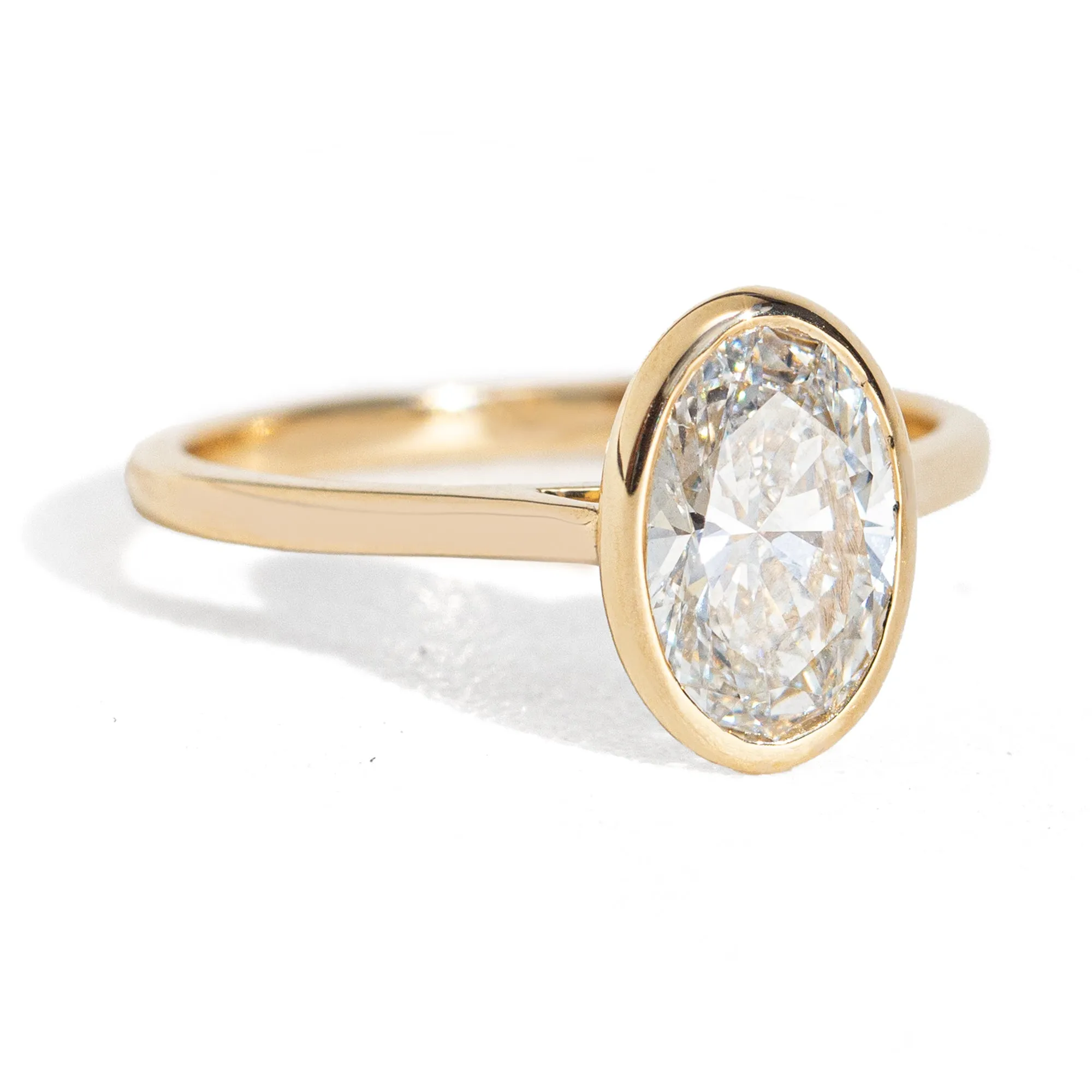 Oval Diamond Classic Bezel Ring