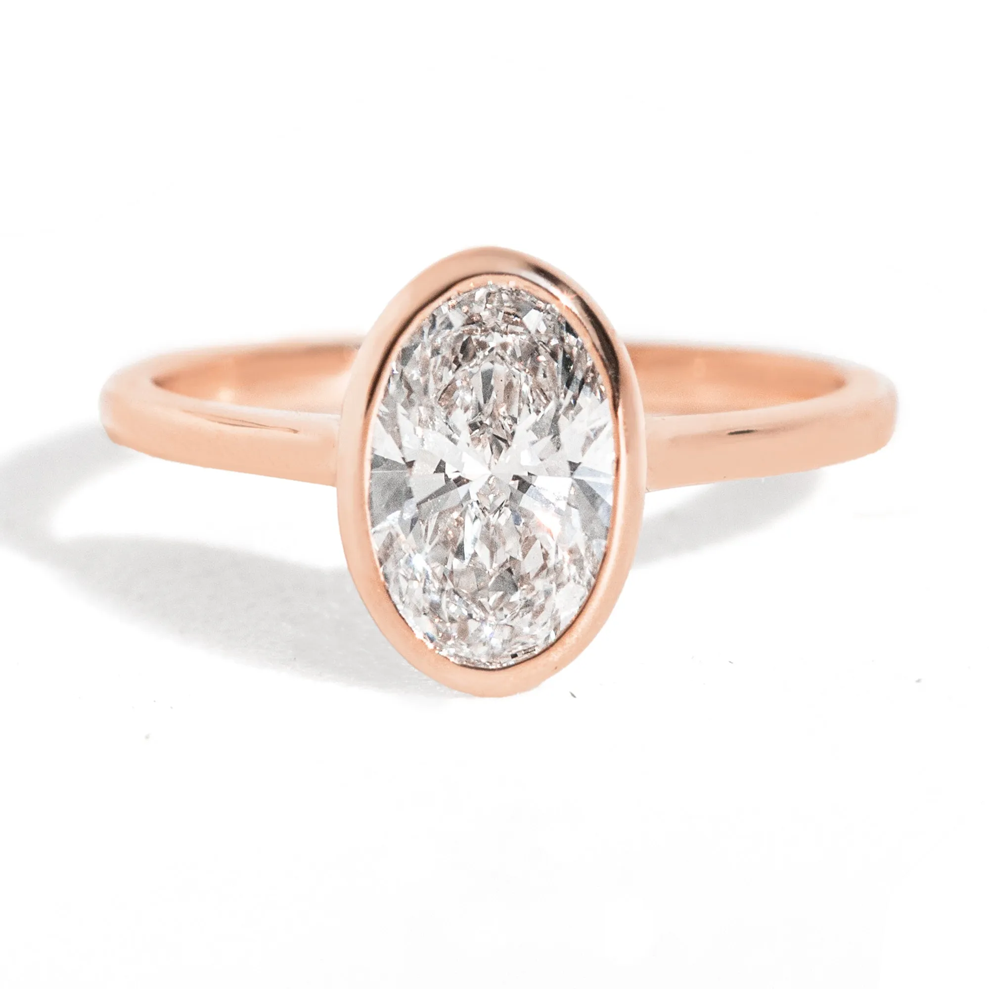 Oval Diamond Classic Bezel Ring