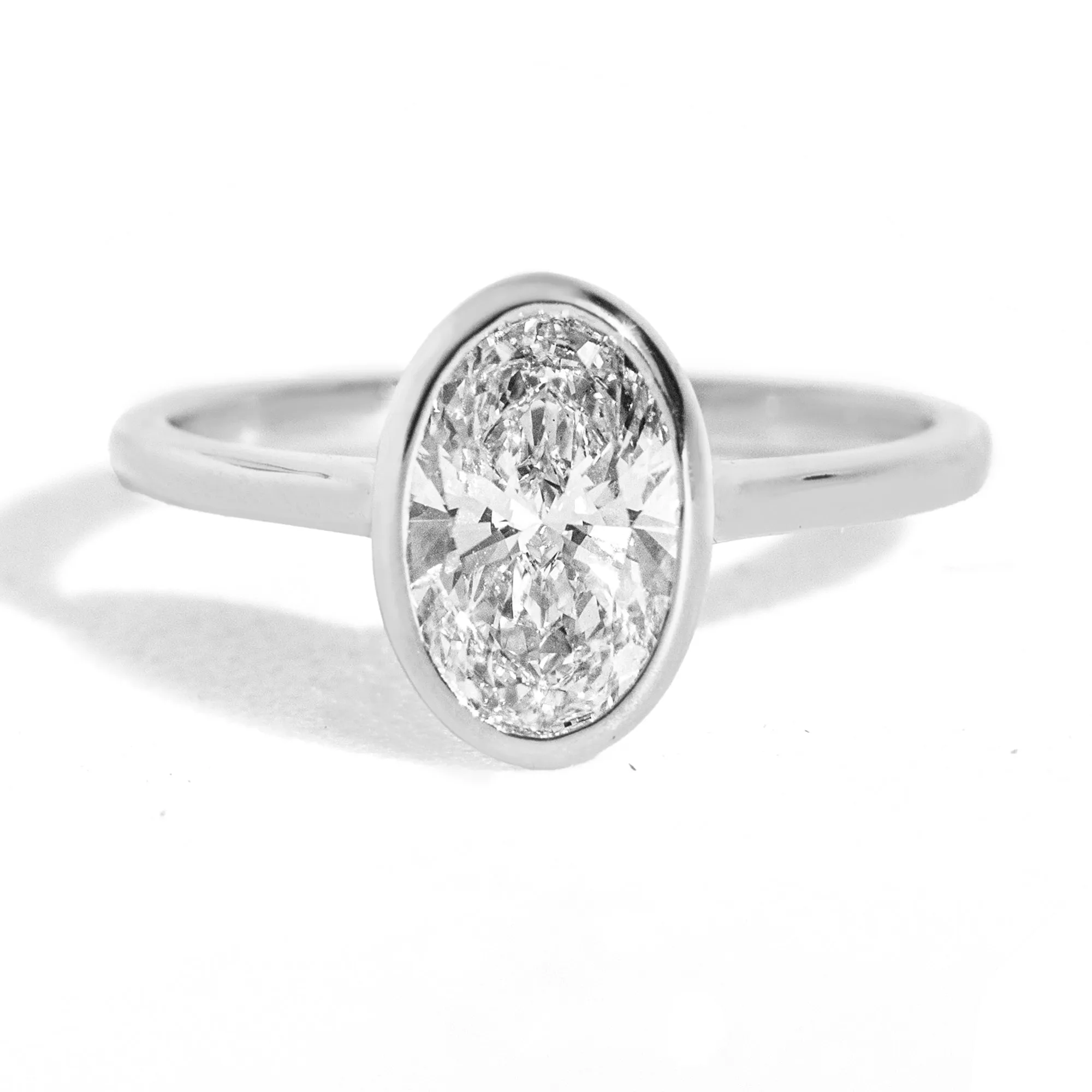 Oval Diamond Classic Bezel Ring