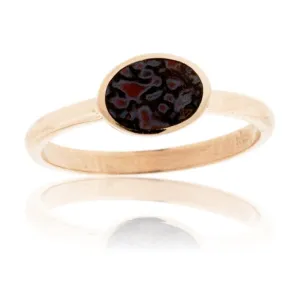 Oval Inlay Stackable Dinosaur Bone Ring