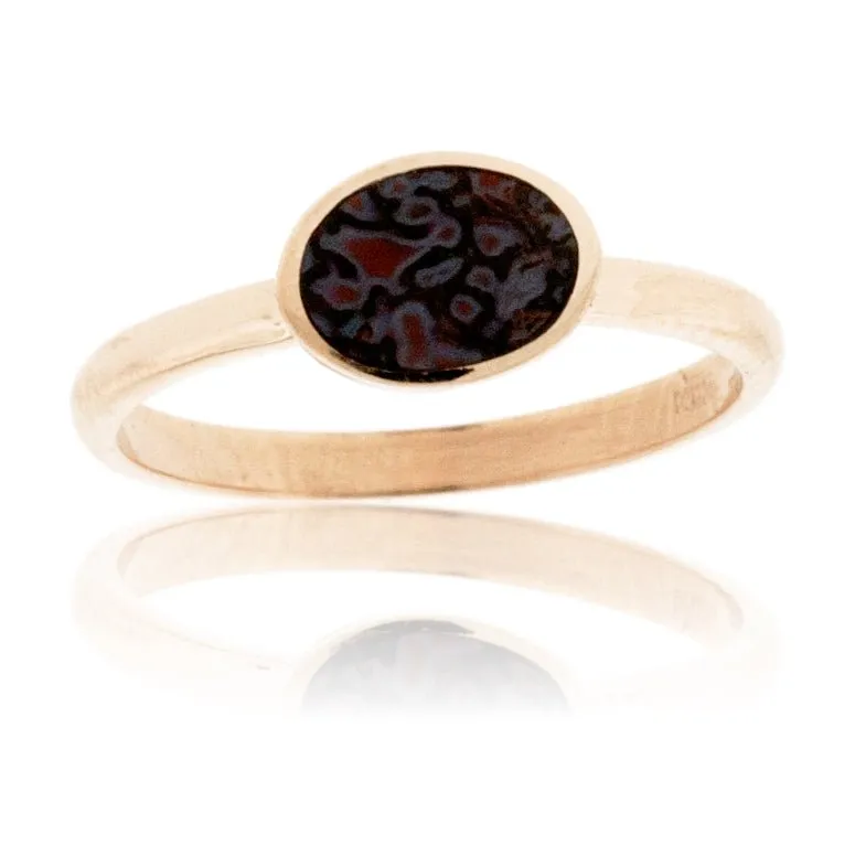 Oval Inlay Stackable Dinosaur Bone Ring