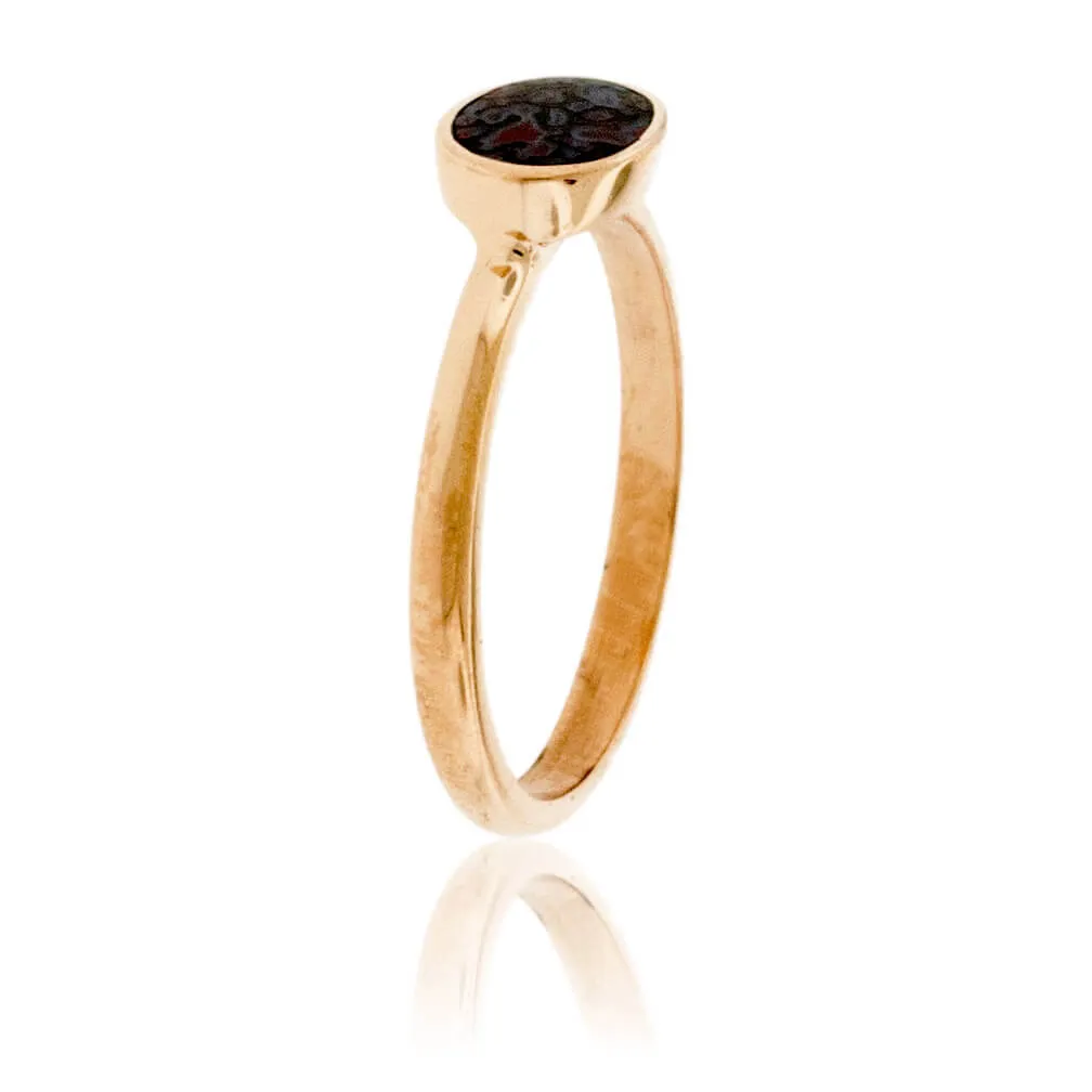 Oval Inlay Stackable Dinosaur Bone Ring