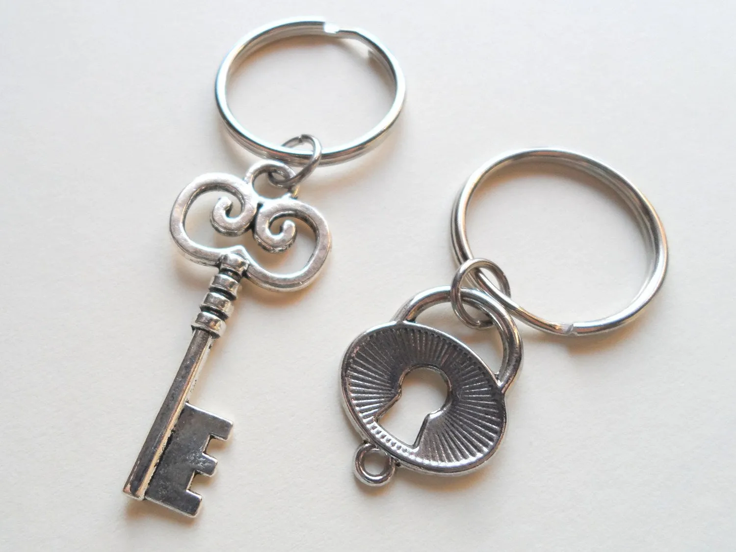 Oval Lock and Key Keychain Set - You've Got The Key To My Heart; Couples Keychain Set