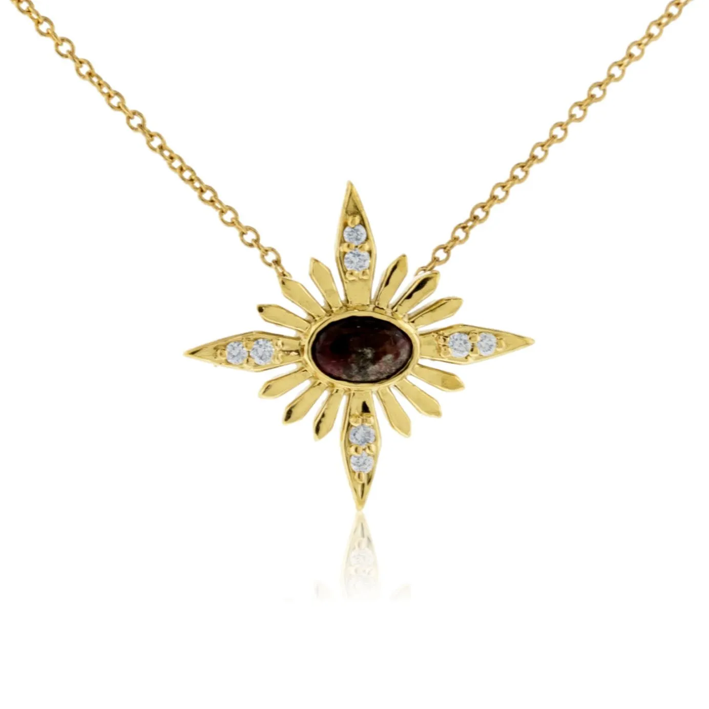 Oval Red Emerald & Diamond Celestial Pendant