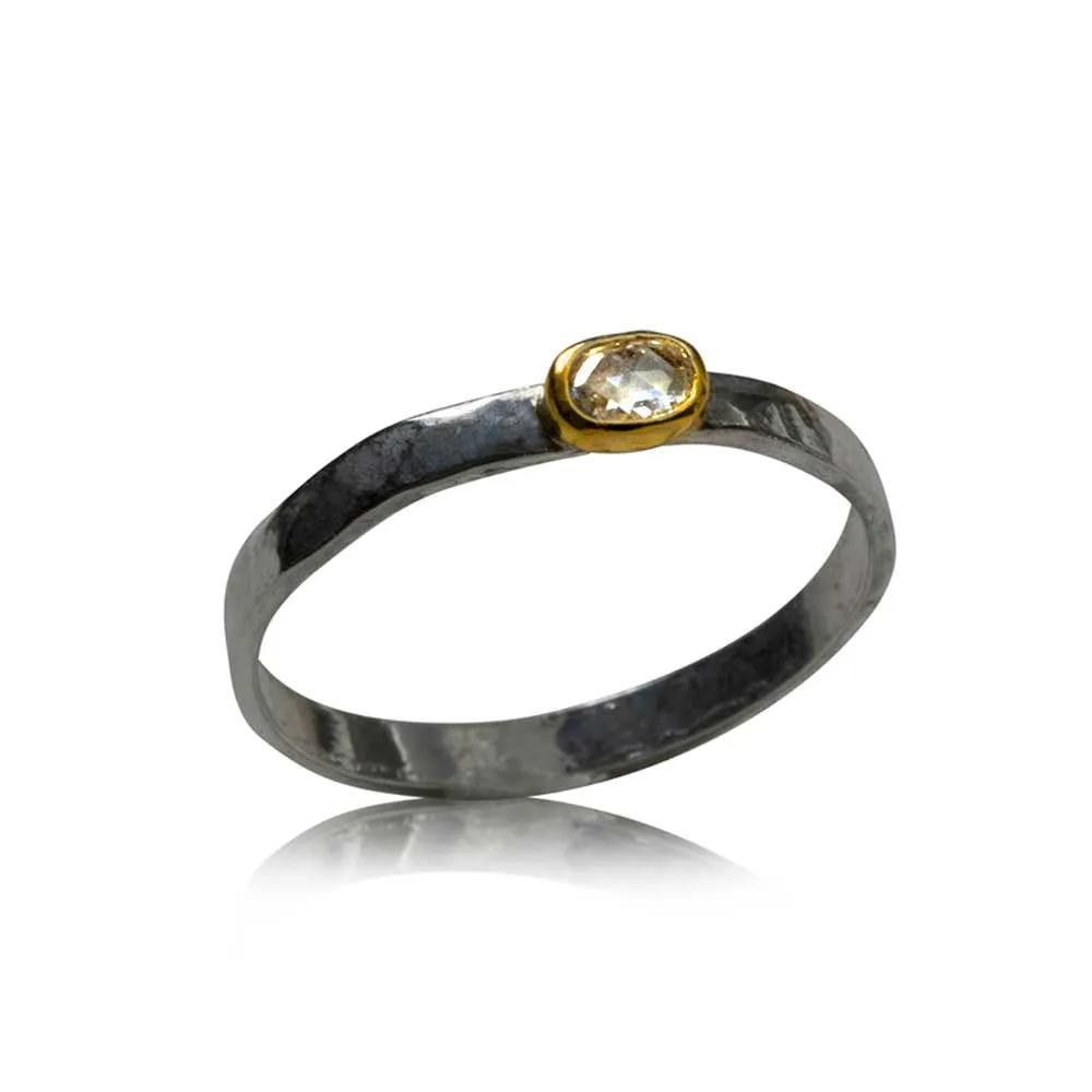 Oval Rose Cut Diamond Stacking Ring