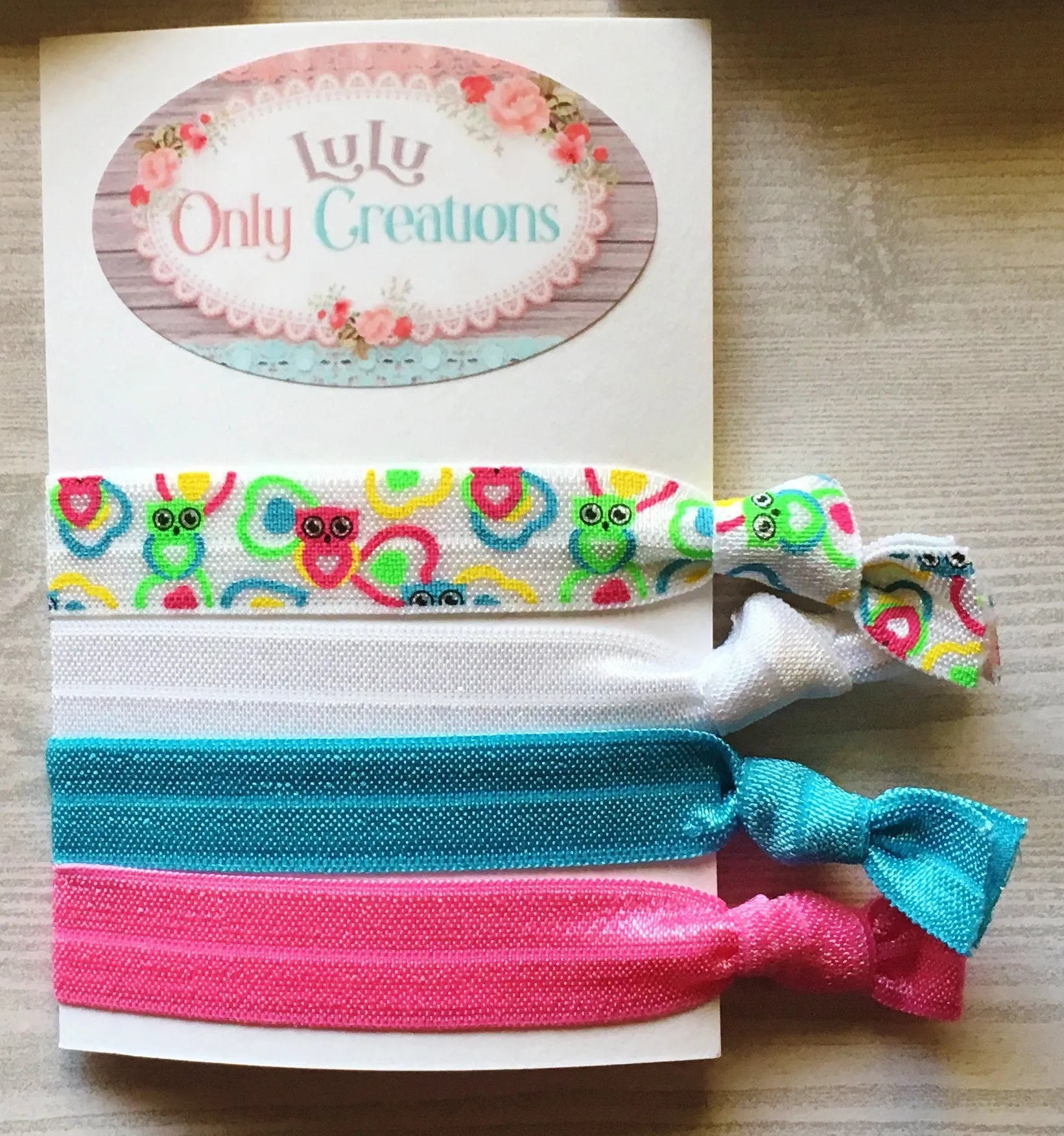 Owls, Denim, Zebra and Rainbow Hair Ties