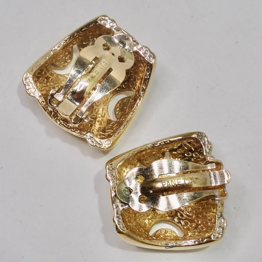 Panetta 18K Gold Plated Stud Statement Earrings