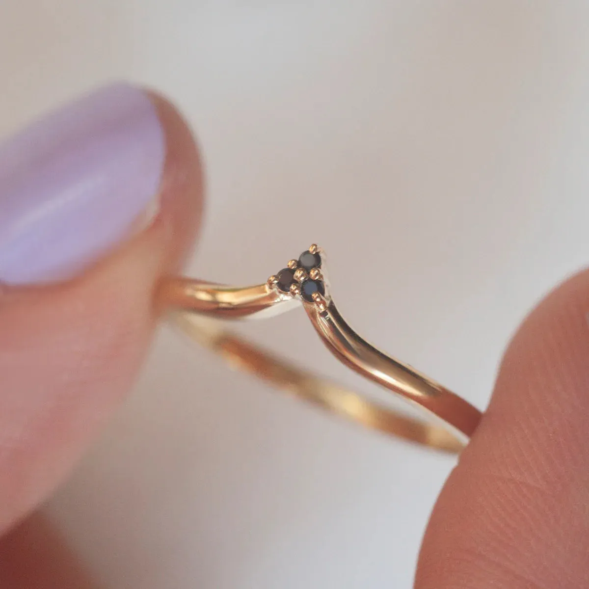 Paola Stackable Curved Band with Black Spinel