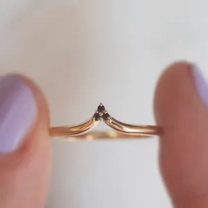 Paola Stackable Curved Band with Black Spinel