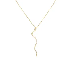 Pavé Snake Drop Necklace