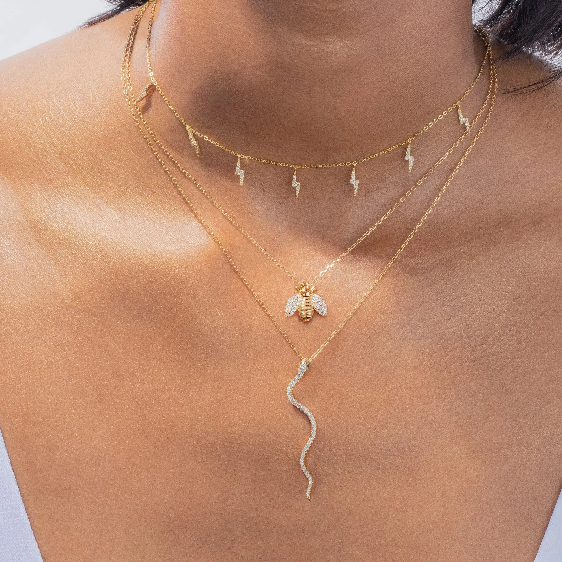 Pavé Snake Drop Necklace