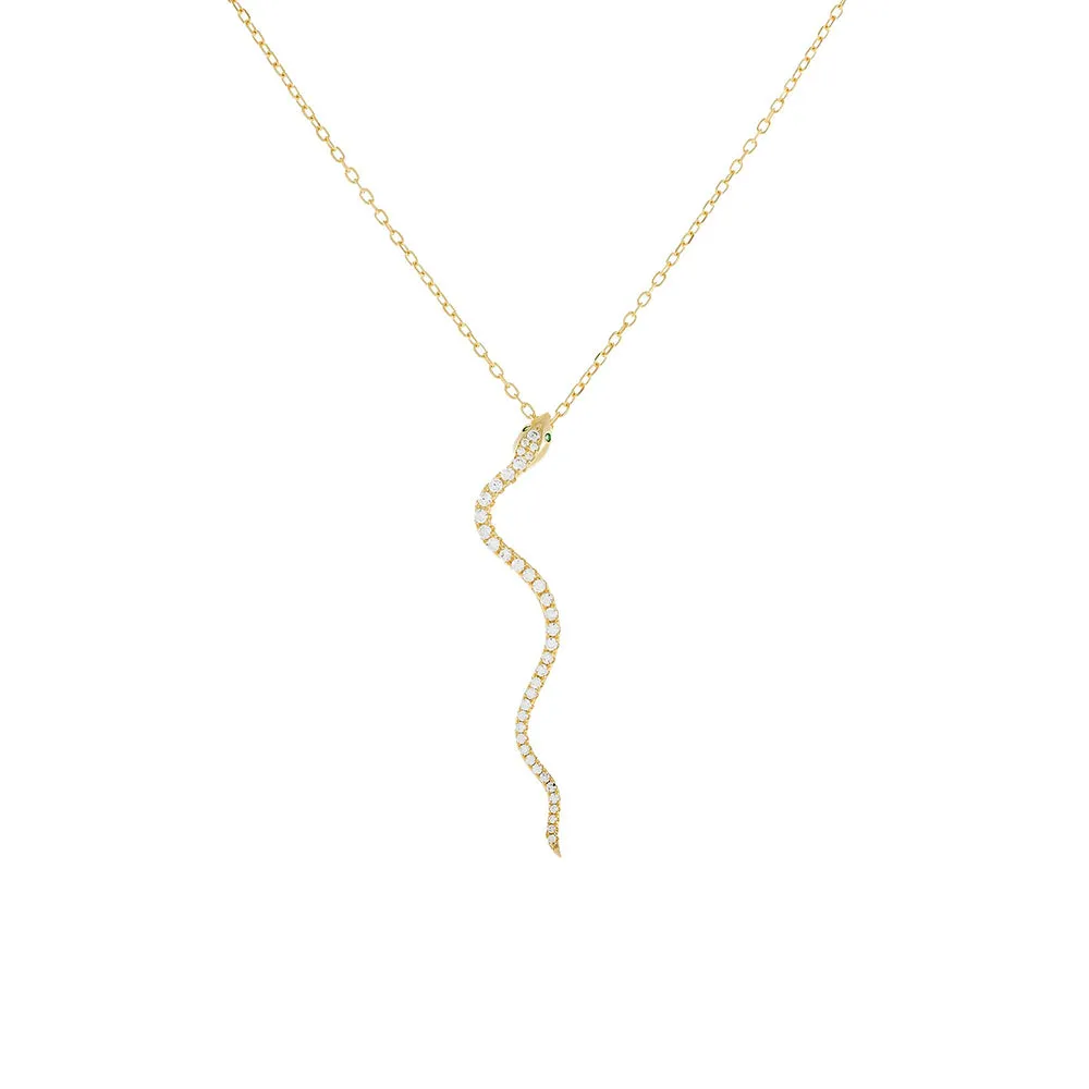 Pavé Snake Drop Necklace