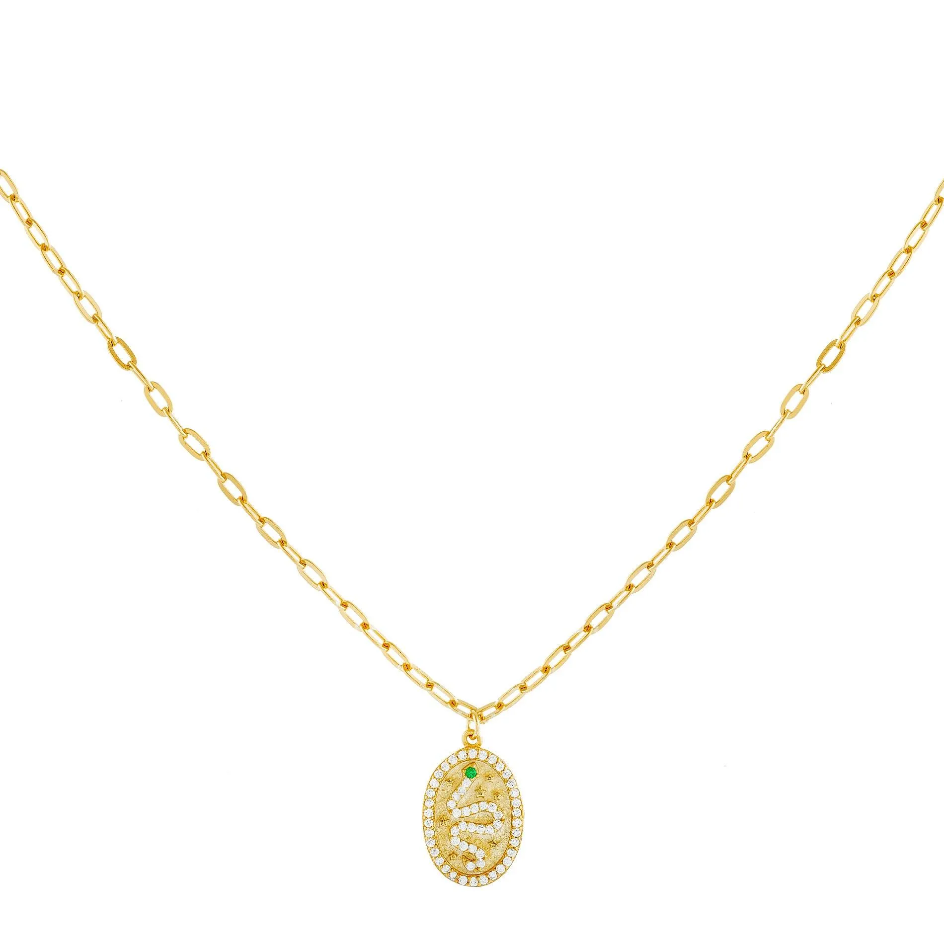 Pavé Snake Oval Necklace