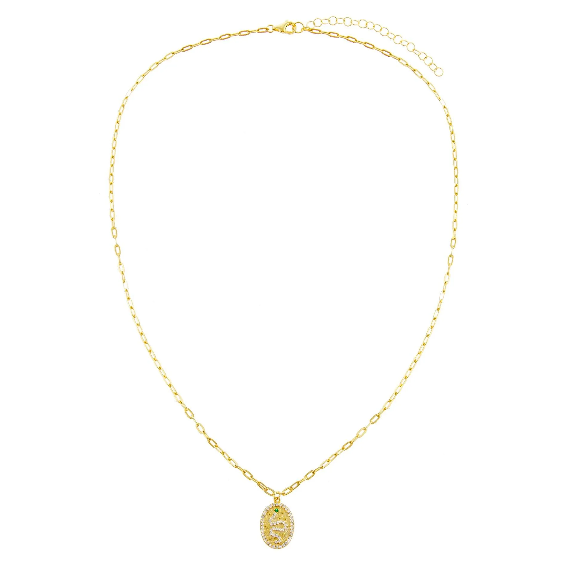 Pavé Snake Oval Necklace