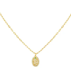 Pavé Snake Oval Necklace