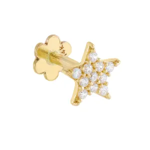 Pavé Star Threaded Stud Earring 14K