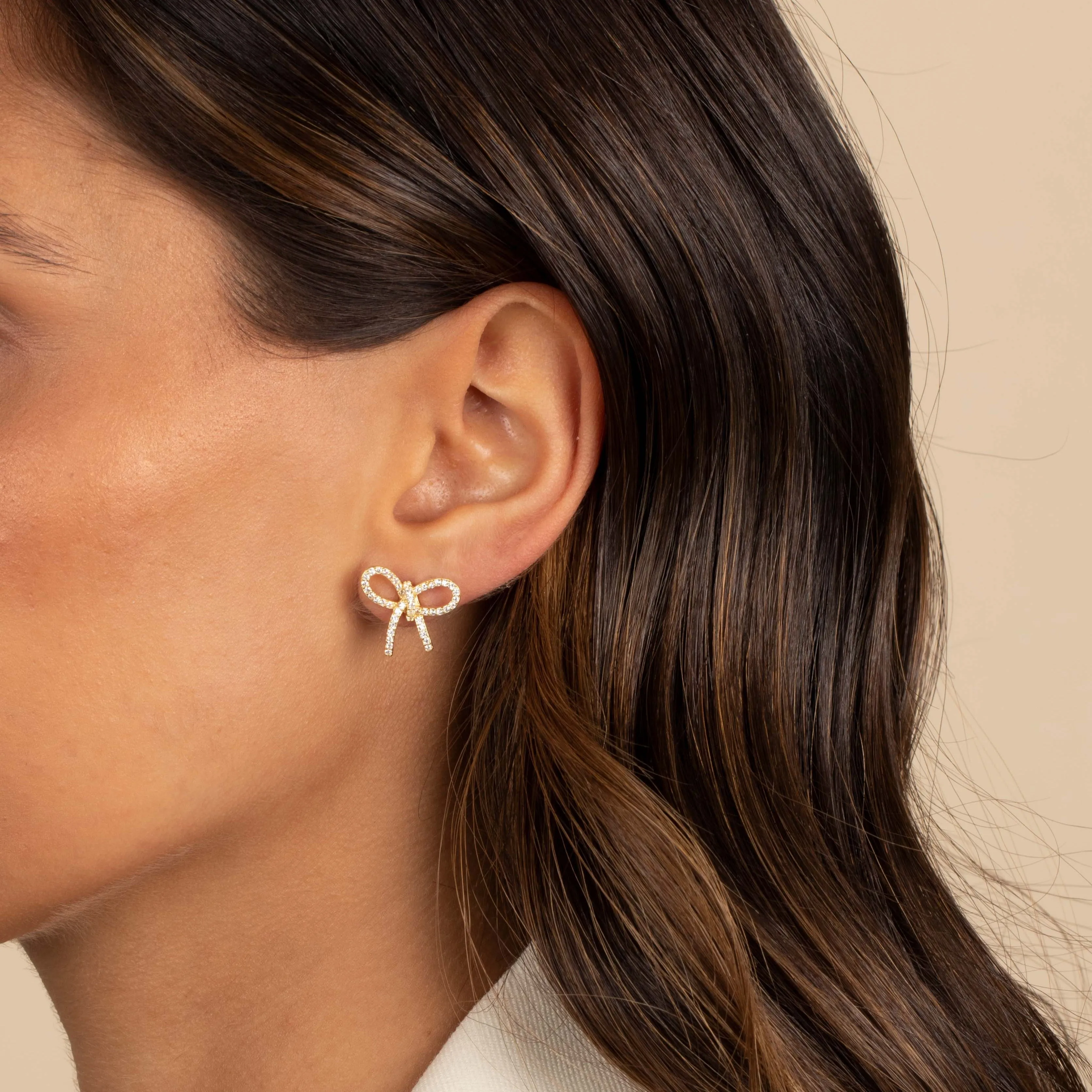 Pave Bow Tie Stud Earring