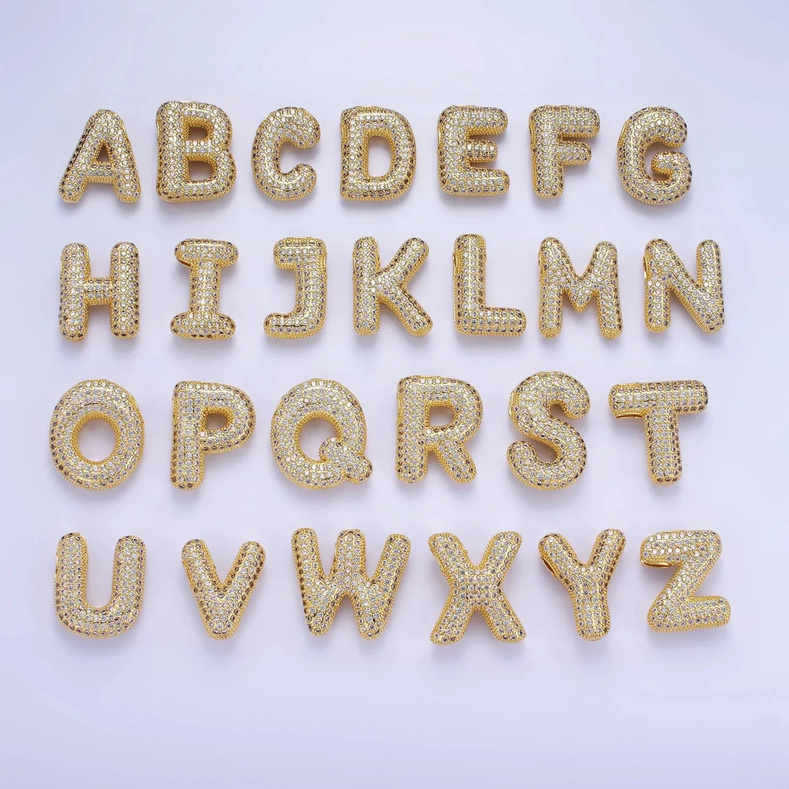 Pave Bubble Initial Letter Necklace