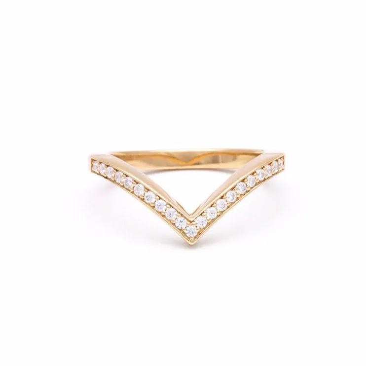 PAVE CHEVRON STACKING RINGS | 14k GOLD & WHITE DIAMOND