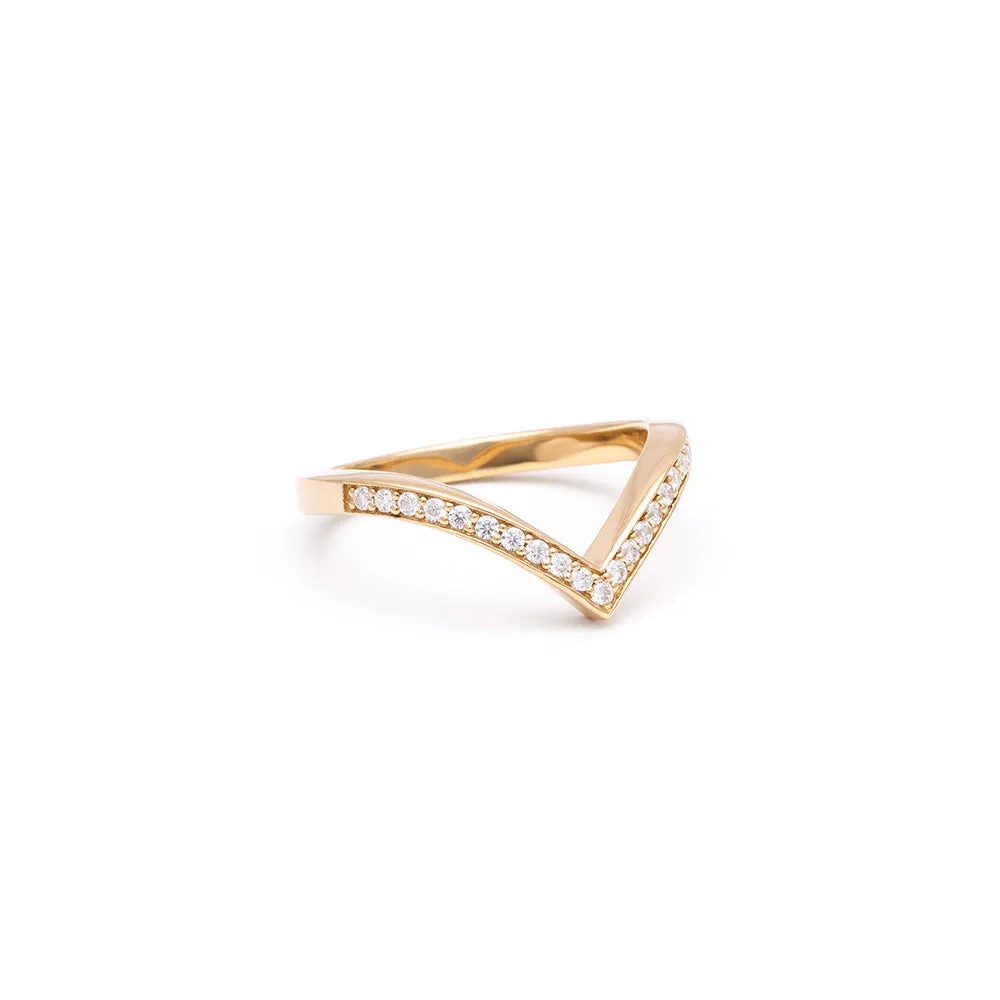 PAVE CHEVRON STACKING RINGS | 14k GOLD & WHITE DIAMOND