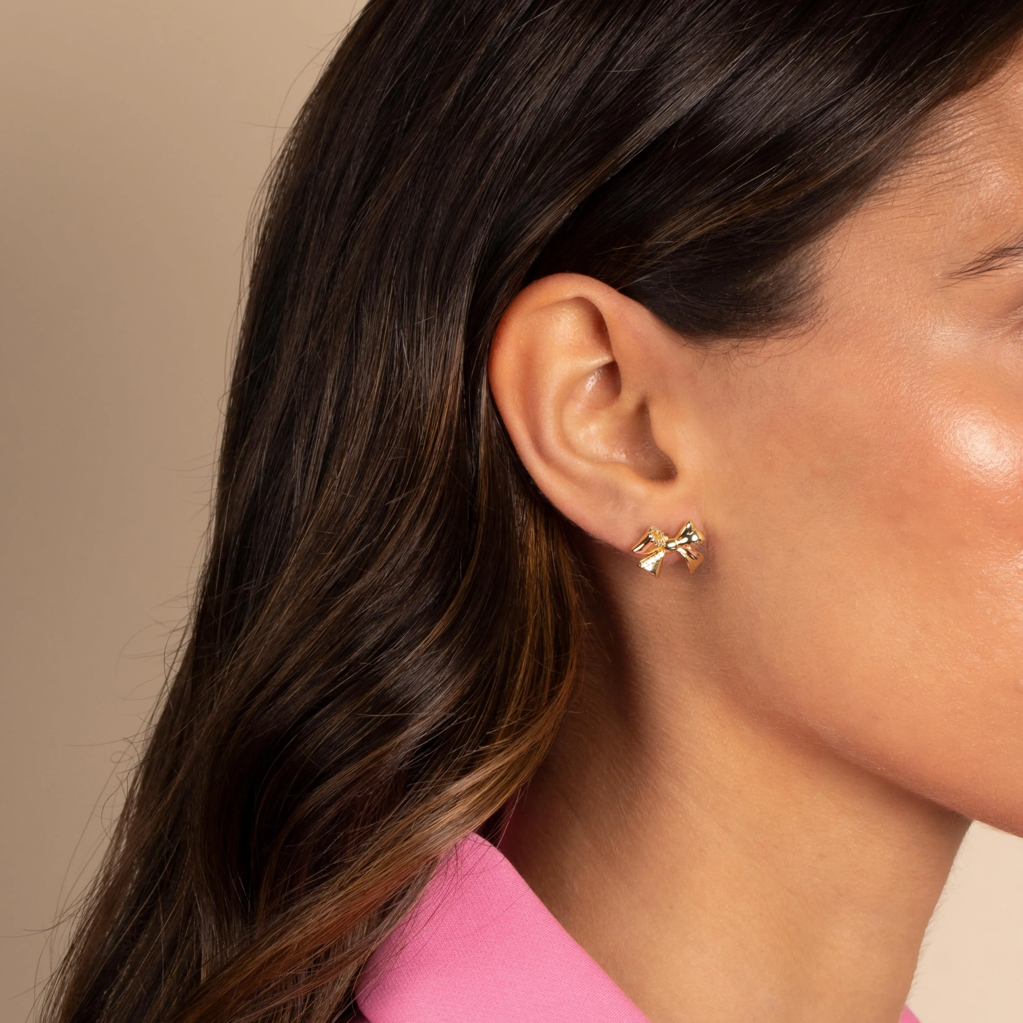 Pave Outlined Bow Tie Stud Earring