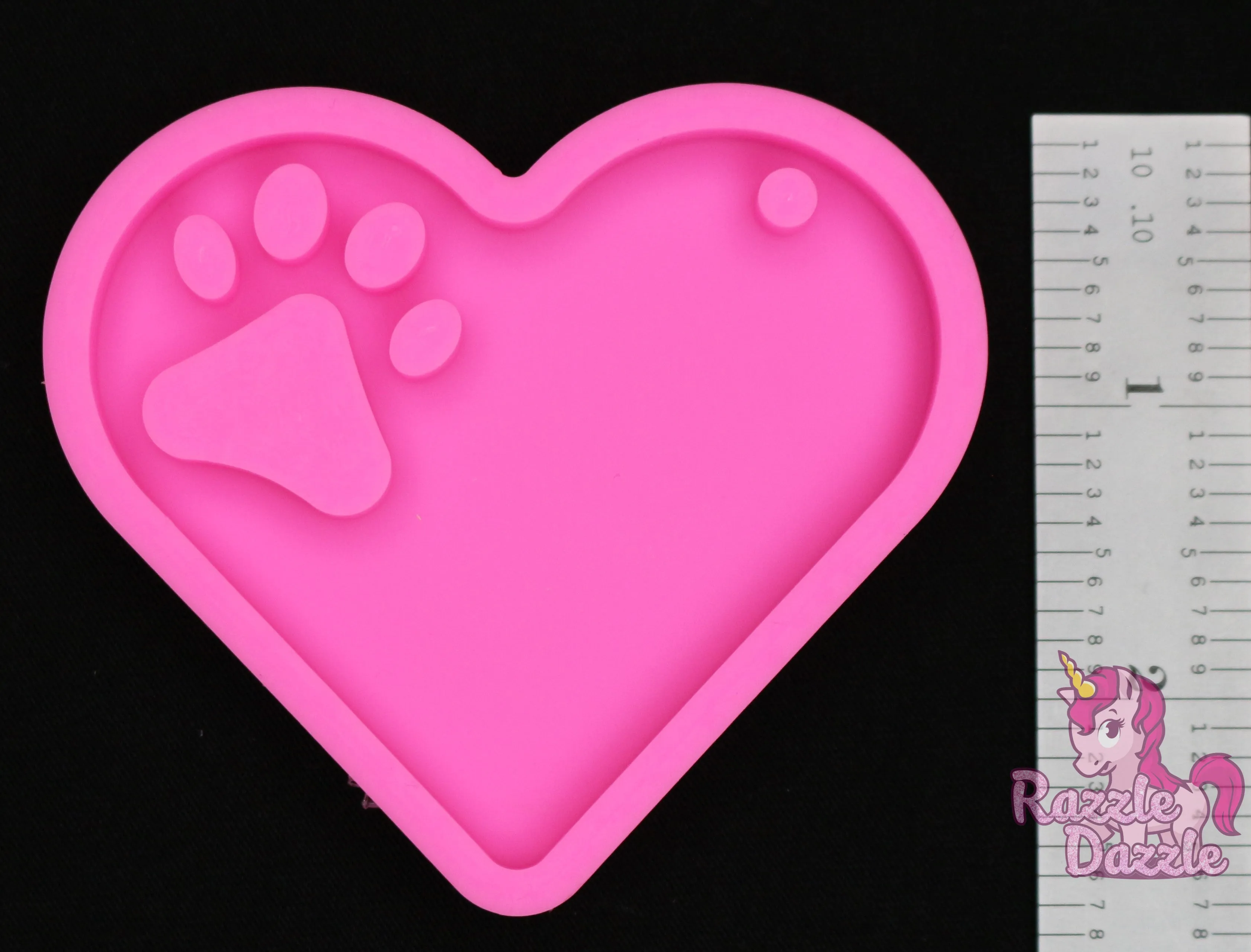 Paw inside heart key chain mold