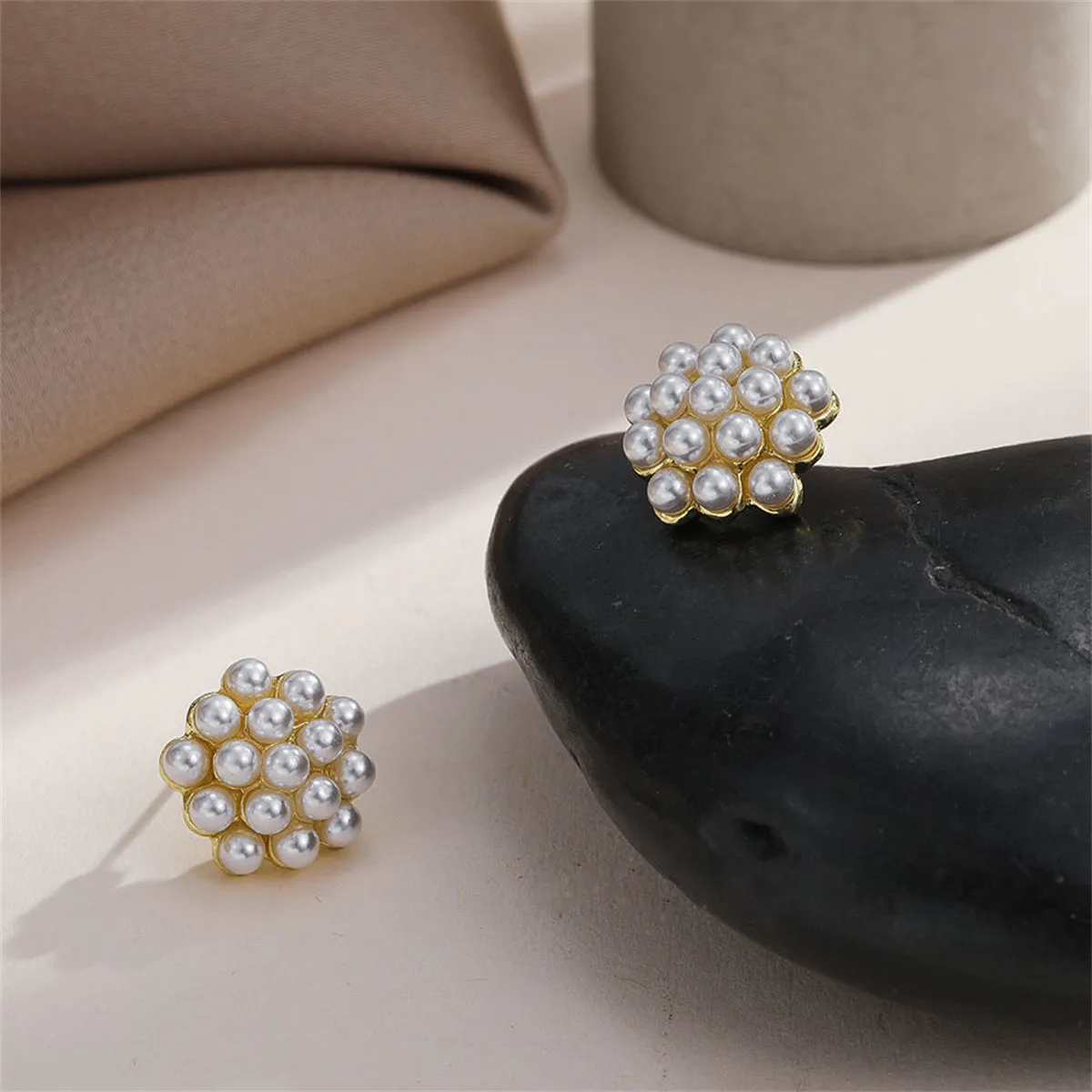 Pearl & 18K Gold-Plated Cluster Bud Stud Earrings