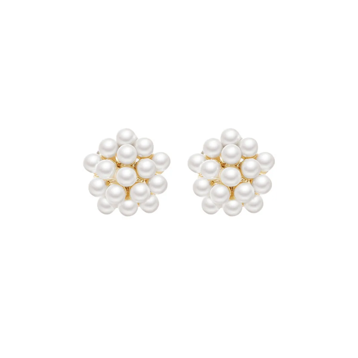 Pearl & 18K Gold-Plated Cluster Bud Stud Earrings