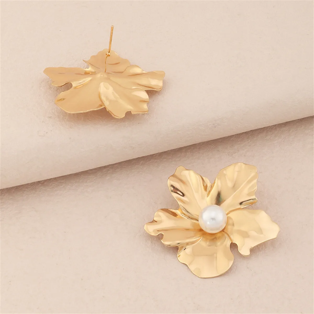 Pearl & 18K Gold-Plated Floral Stud Earrings