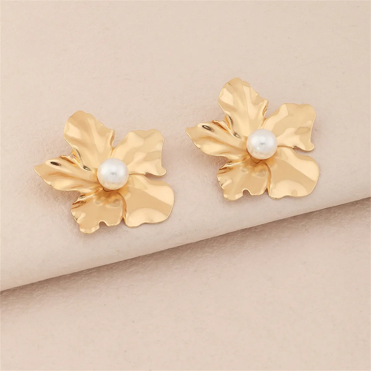 Pearl & 18K Gold-Plated Floral Stud Earrings