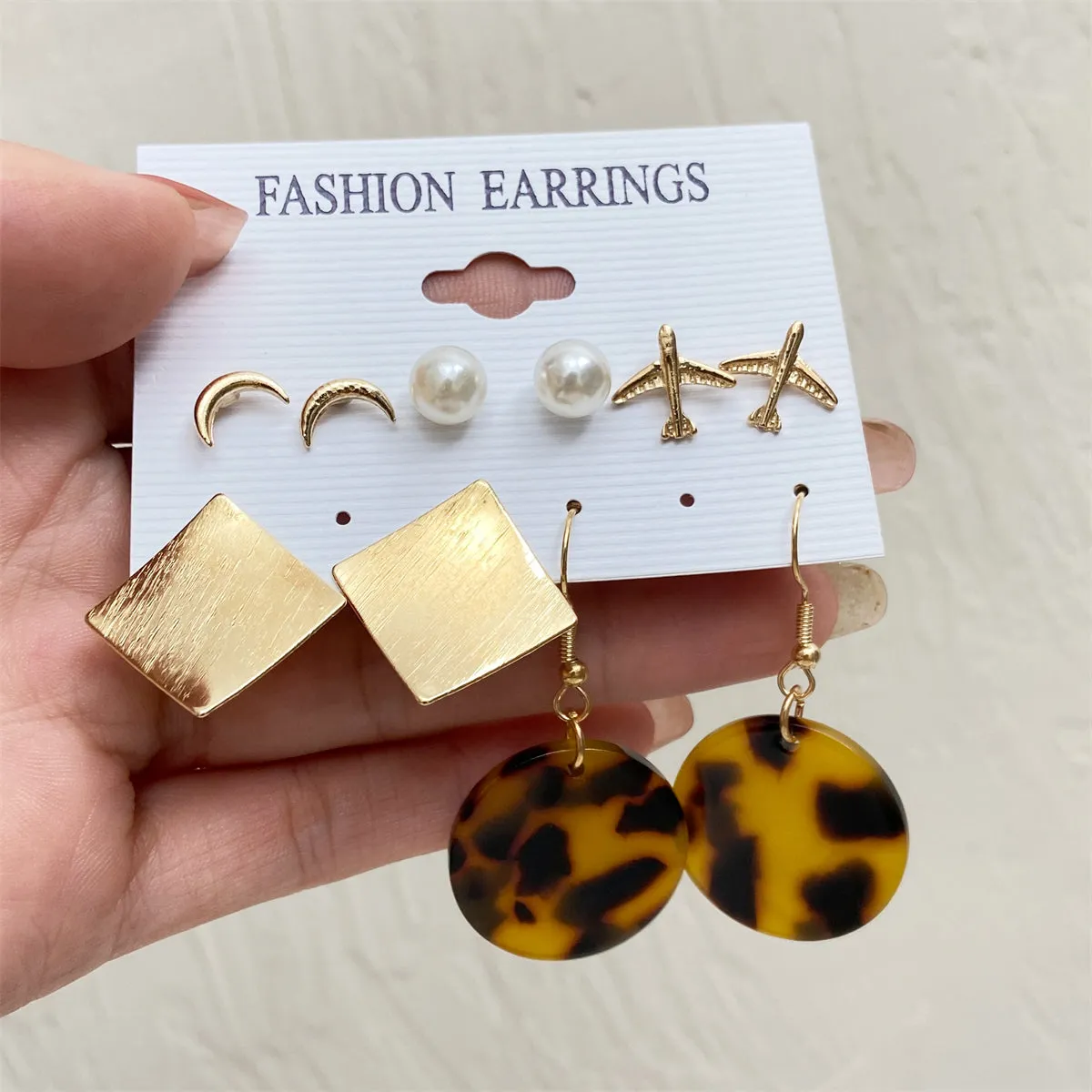 Pearl & Acrylic 18K Gold-Plated Tortoiseshell Drop Earrings Set
