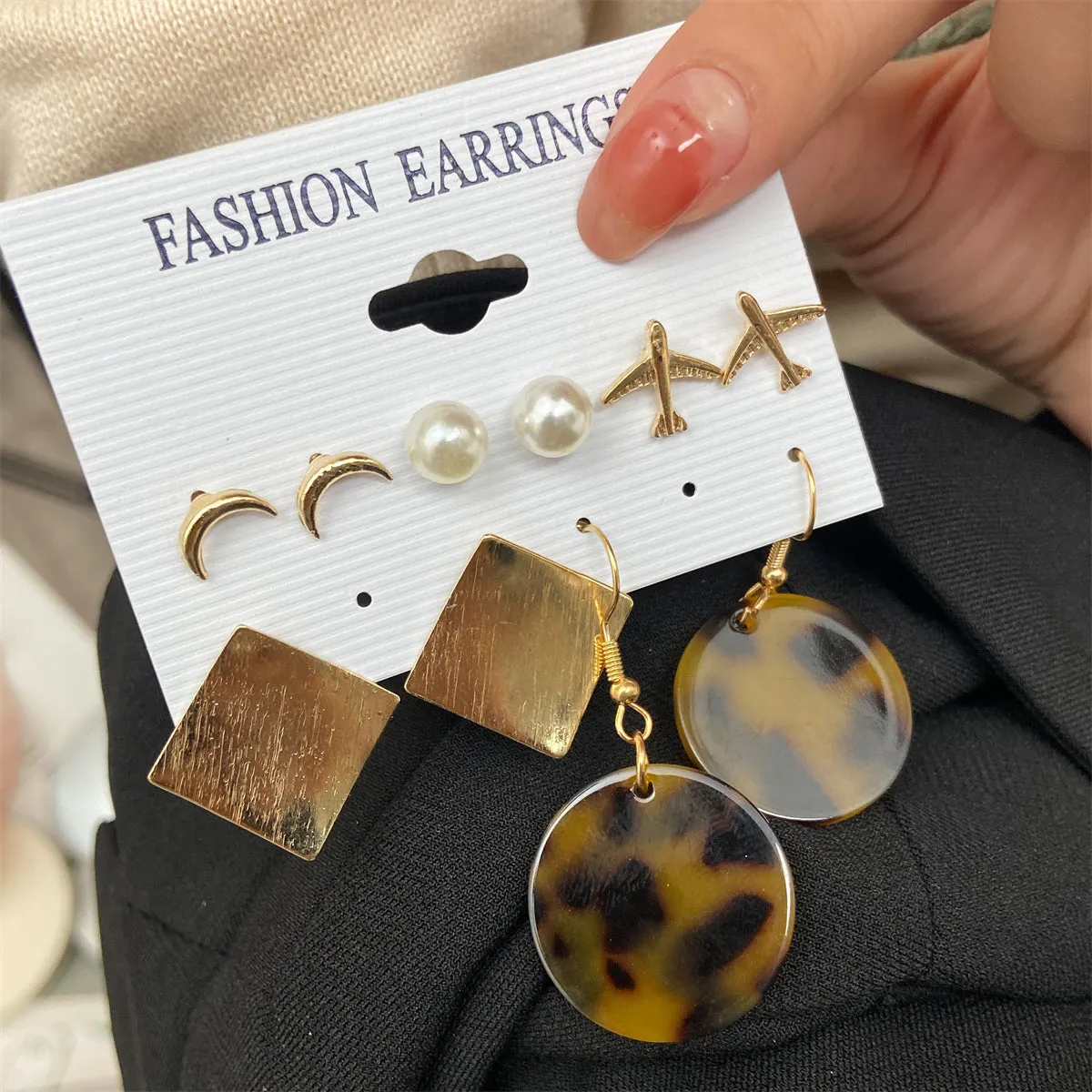Pearl & Acrylic 18K Gold-Plated Tortoiseshell Drop Earrings Set