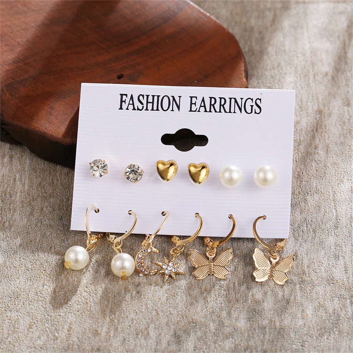 Pearl & Cubic Zirconia 18K Gold-Plated Celestial Butterfly Earrings Set