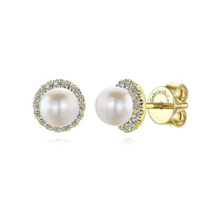 Pearl & Diamond Halo Studs