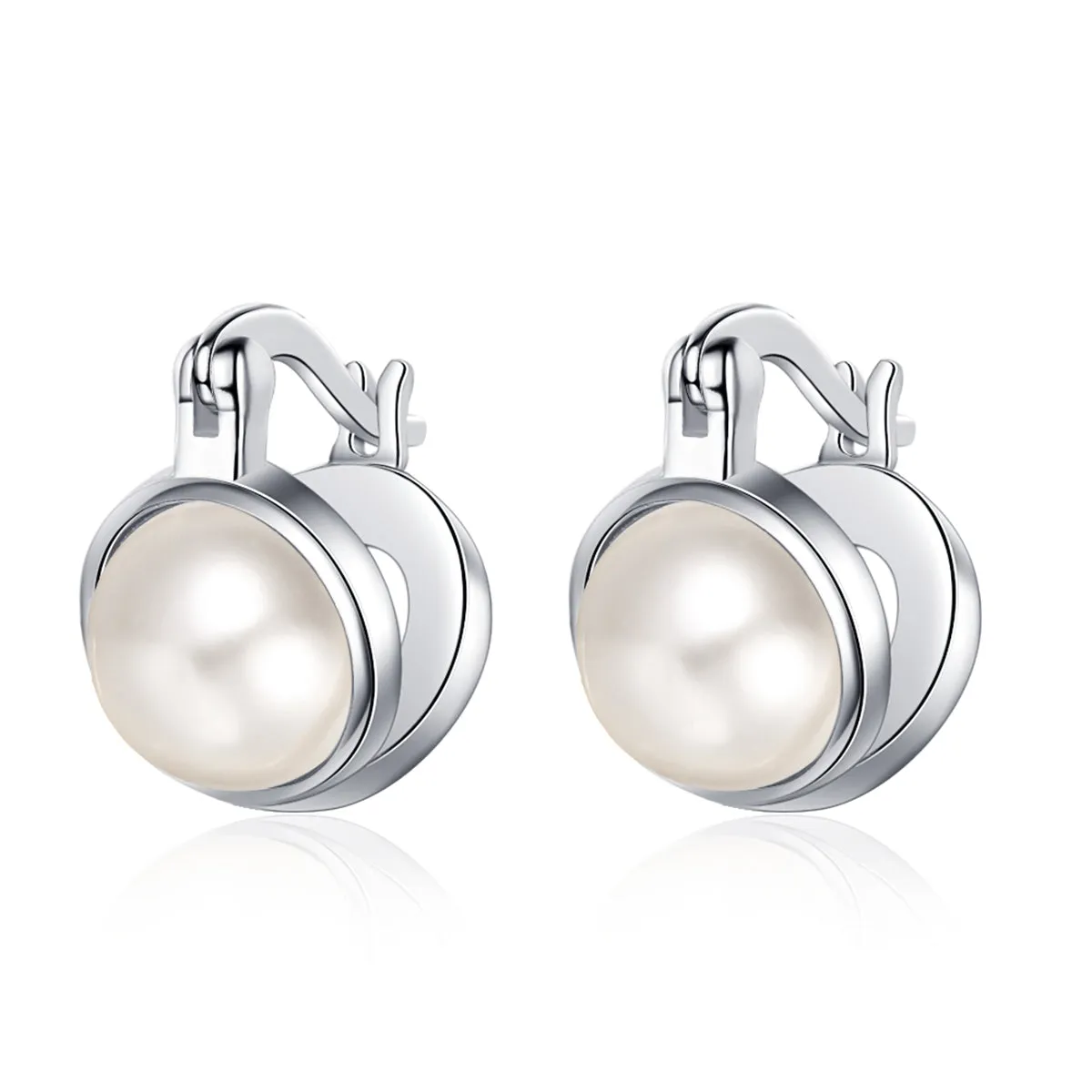 Pearl & Silver-Plated Huggie Earrings