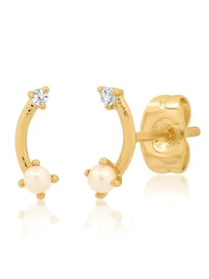 Pearl   Crystal Arc Studs