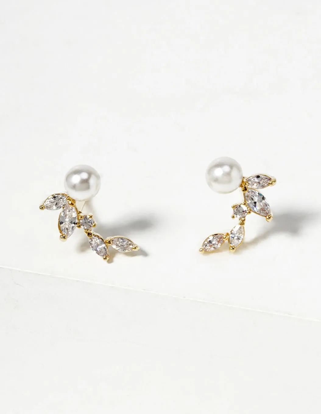 Pearl Leaf Stud Earrings