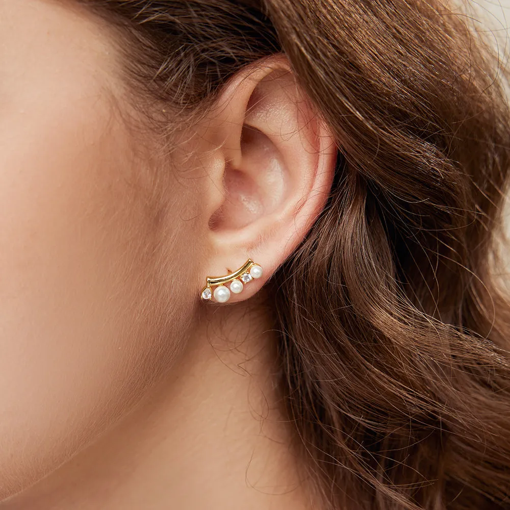 Pearl Smile Stud Earrings