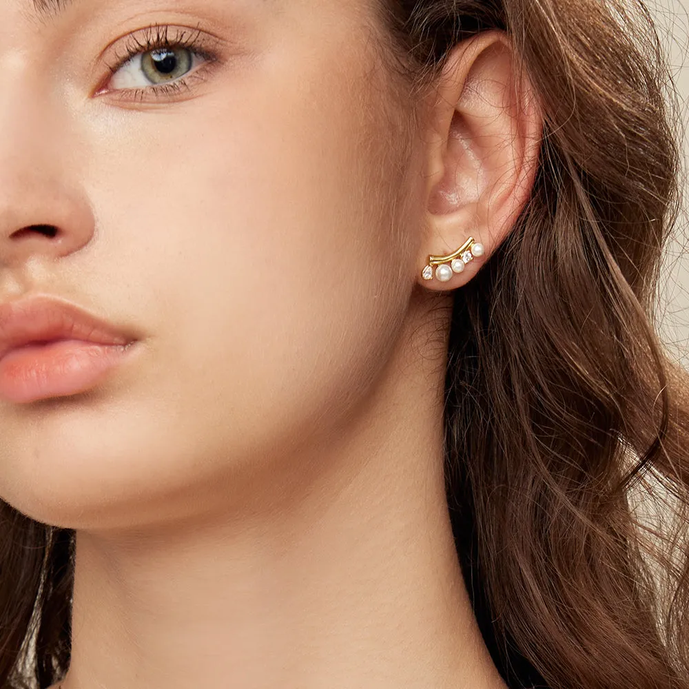 Pearl Smile Stud Earrings