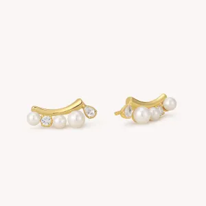 Pearl Smile Stud Earrings