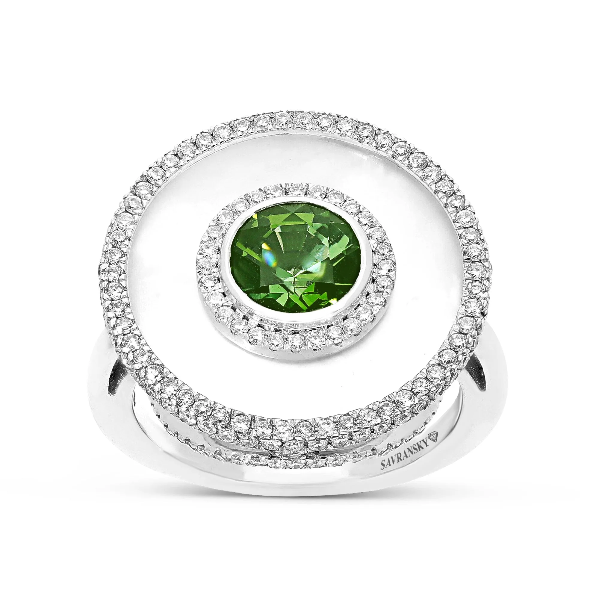 Pearl Tourmaline Halo Cocktail Ring