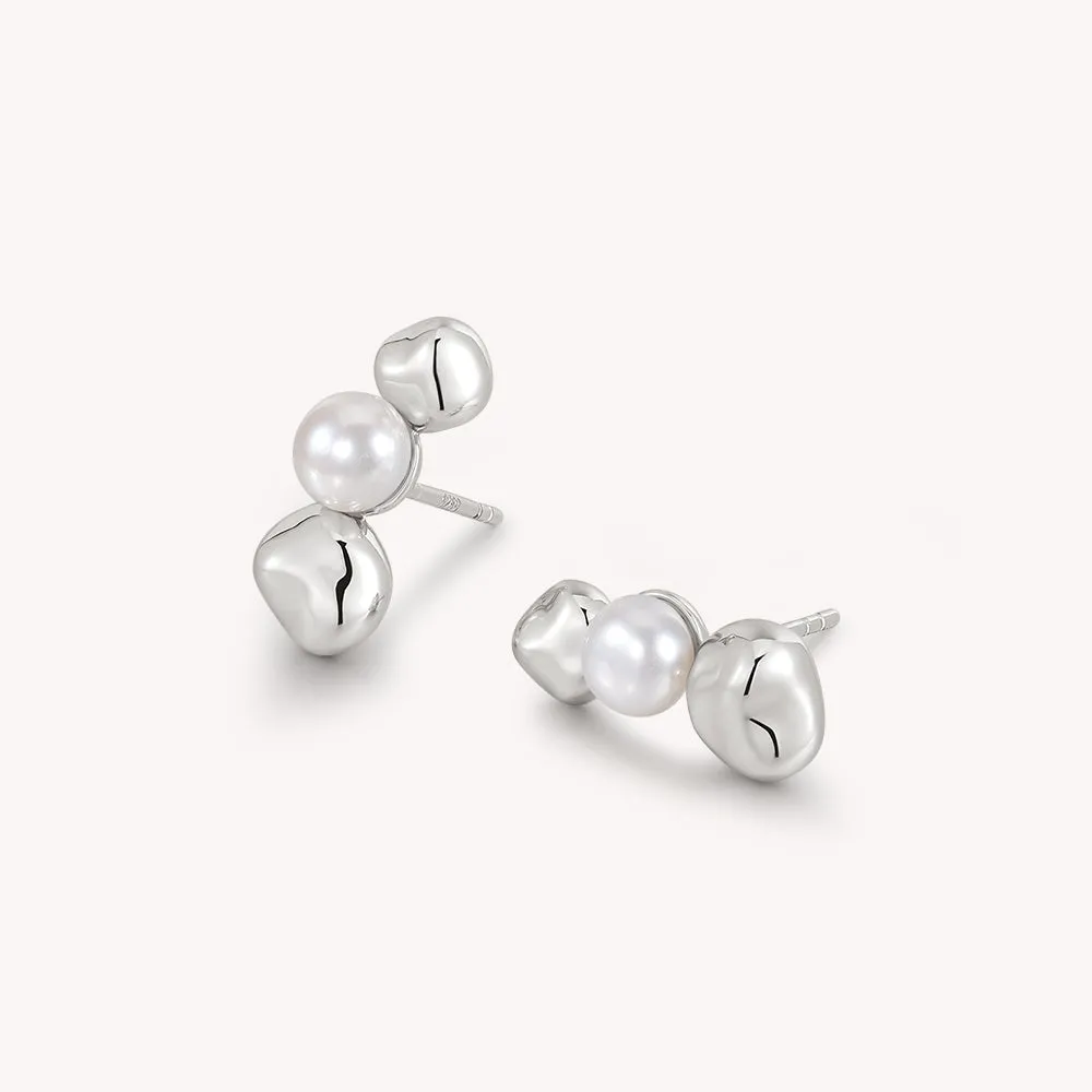 Pearl Trio Stud Earrings