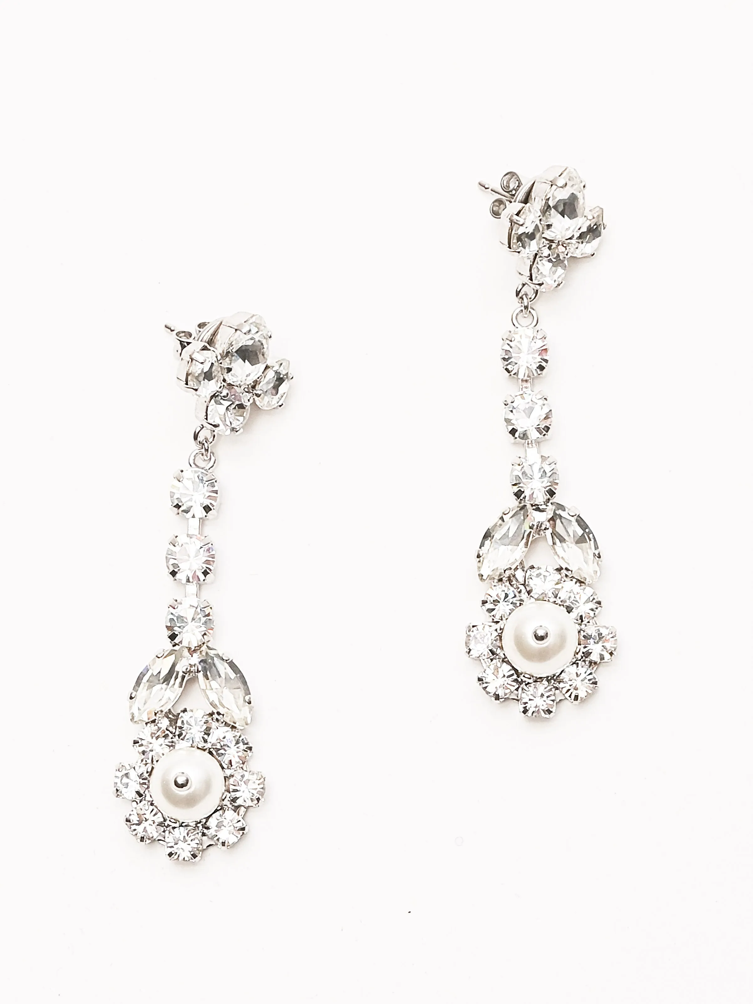 Pearl/Crystal Victorian Drip Earrings
