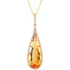 PeJay Creations Citrine & Diamond Pendant
